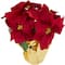 16" Red & Gold Artificial Christmas Poinsettia Arrangement in Wrapped Pot